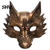 Langlebige leichte Karneval-Requisiten Schwarze Goldene Wolf Halloween-Maske, 3D PU-Schaum Mardi-Gras-Party Einzigartige Festival-Masken für Cosplay-Requisiten, Maskenball