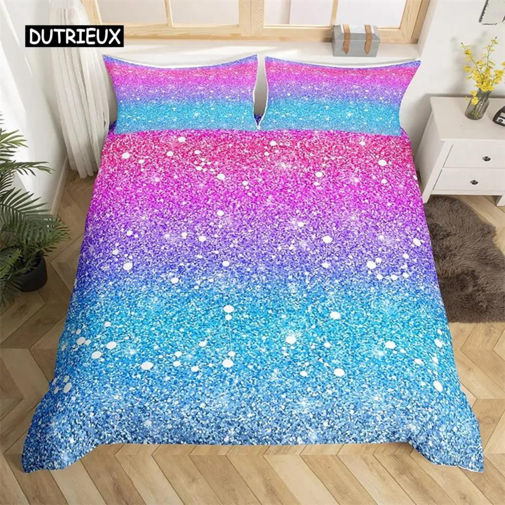 Rainbow Gradient Duvet Cover Set Queen Size Cute Bedding for Kids Girls Polyester Quilt Cover Single King Twin