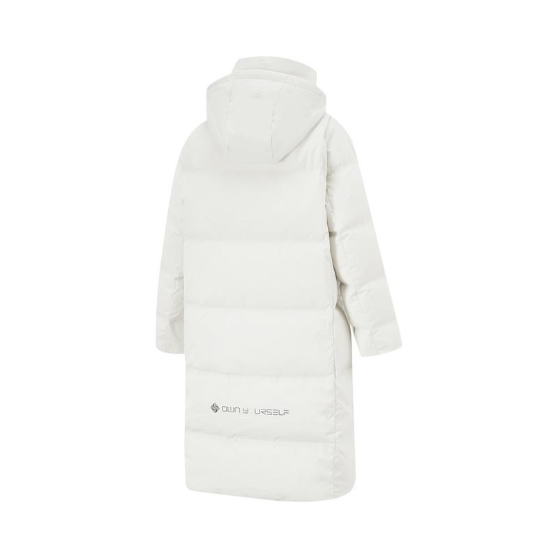 Li-Ning Solid Color Lightweight Hooded Comfortable Breathable Thick Warm Cold Resistant Windproof Anti-Static Zipper Long Down Jacket AYMU522-1