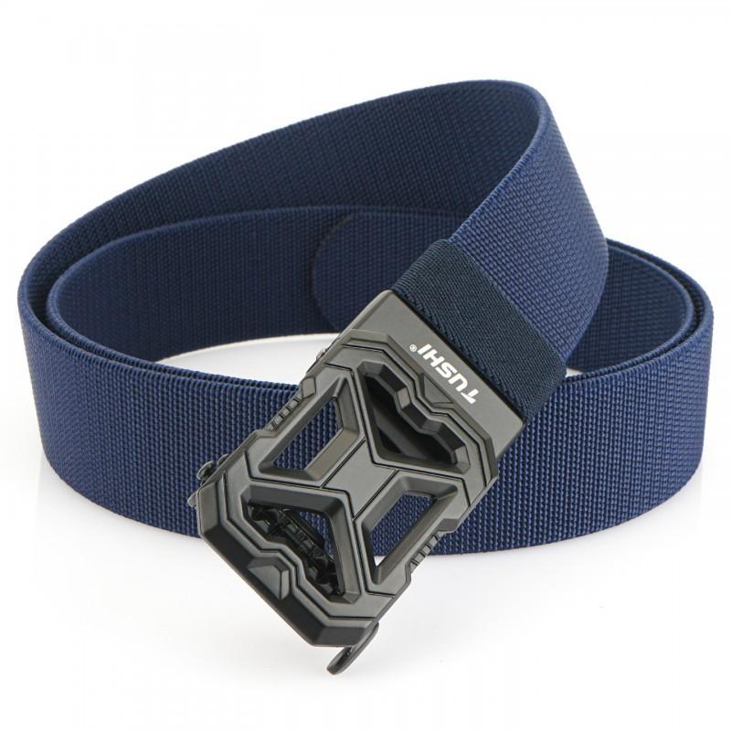 Outdoor Elastic Knitted Automatic Buckle Waist Belt Men's Canvas Sports Nylon Trousers