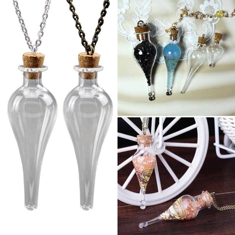 Collana con Bottiglia Magica Vintage Fai da Te Tappo Sughero Pozione Goccia d'Acqua Portafortuna Amuleto Catena per Maglione Gioielli alla Moda Regalo per Ragazze
