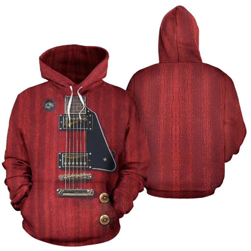 Men Hoodie Guitar Instrument 3D Printed Graphic Pullover Spring Autumn Fashion Harajuku Long Sleeve Streetwear Men Tops