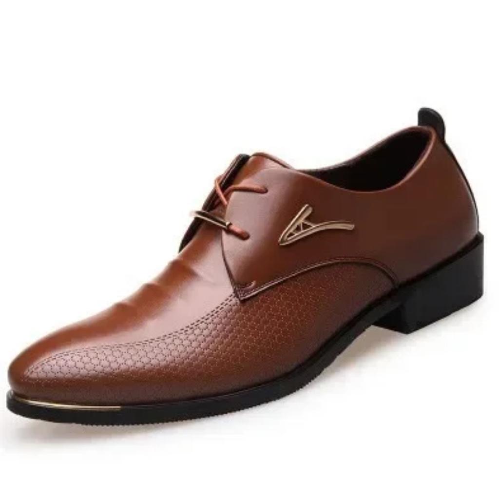 Men's Leather Shoes Lace-Up Casual Shoes Business Dress Men's Shoes Breathable Wedding  Wear-resistant  Men 2024