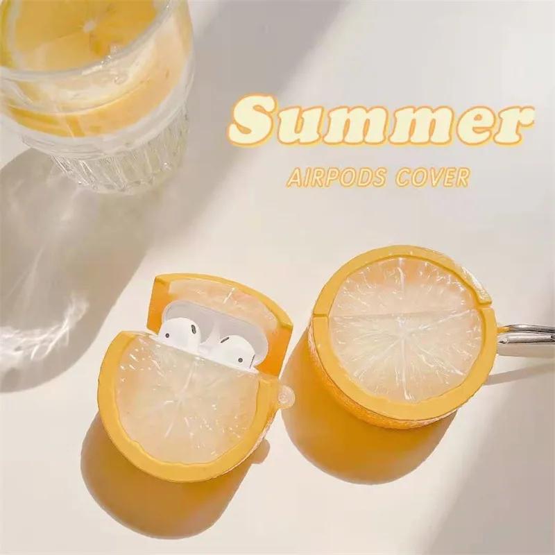 Cute Yellow Lemon Silicone Case For Apple Airpods 1 2 Case Silicone Earphone Wireless Bluetooth Headphone Cover For Airpods Pro