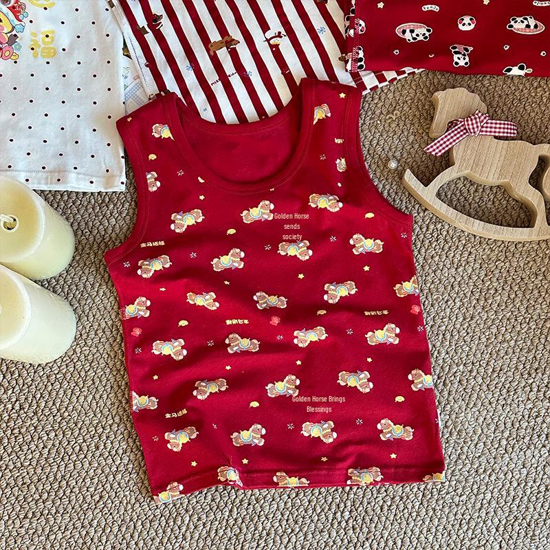 An Meiya Red Vest - Children's Chinese New Year Cotton Homewear