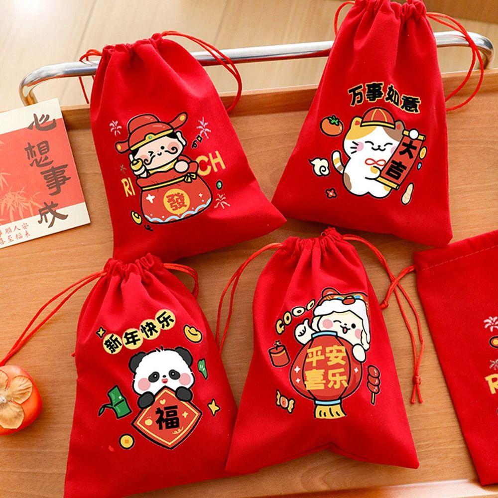 Creative Gift Velvet Snack Storage Pouch Gift Decoration Amulet Blessing Sachets Pendant silk bag Happy New Year Lucky Bag