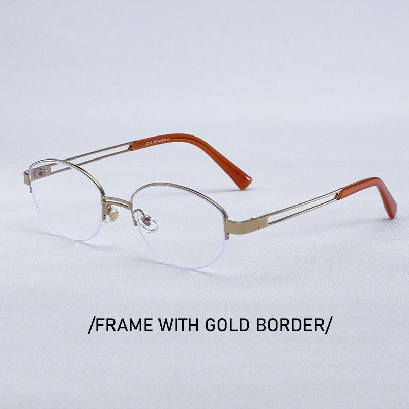 Luxury Pure Titanium Eyeglass Frame Square Men Women Eyewear Frame Retro Fashion Optical Oval Half Frame Prescription Glasses