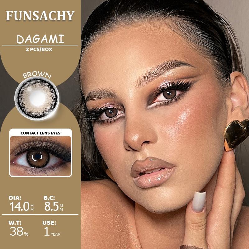 FUNSACHY 1 Pair Colored Contact Lenses Natural Big Black Eyes Blue Green Soft Contact Lenses for Women Brown Gray Contact Lenses