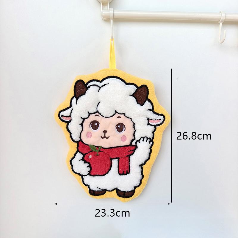 Cartoon Sheep Design Hanging Hand Towel Super Absorbent Thick Durable for Kitchen Bathroom Home Cleaning