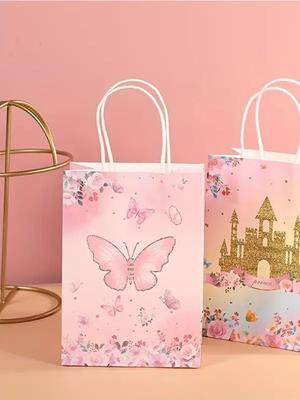 10 Pcs Gift Bags Butterfly Party Favors Goodie Bags Candy Bags Treat Bags Bridal Goodie Bags with Handles for Birthday Party Wedding Baby Shower