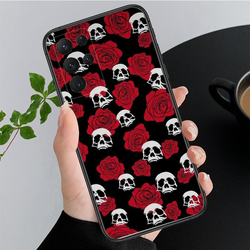 Phone Case for Samsung Galaxy A35 A55 A54 A15 A25 A05s A05 A22 A24 A52 A33 A34 M34 M14 M54 M23 Skull Rose Butterfly Case Funda