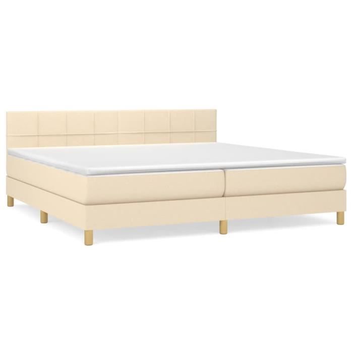 3140646 vidaXL Divan Bed with Mattress Cream 200x200 Cm Fabric