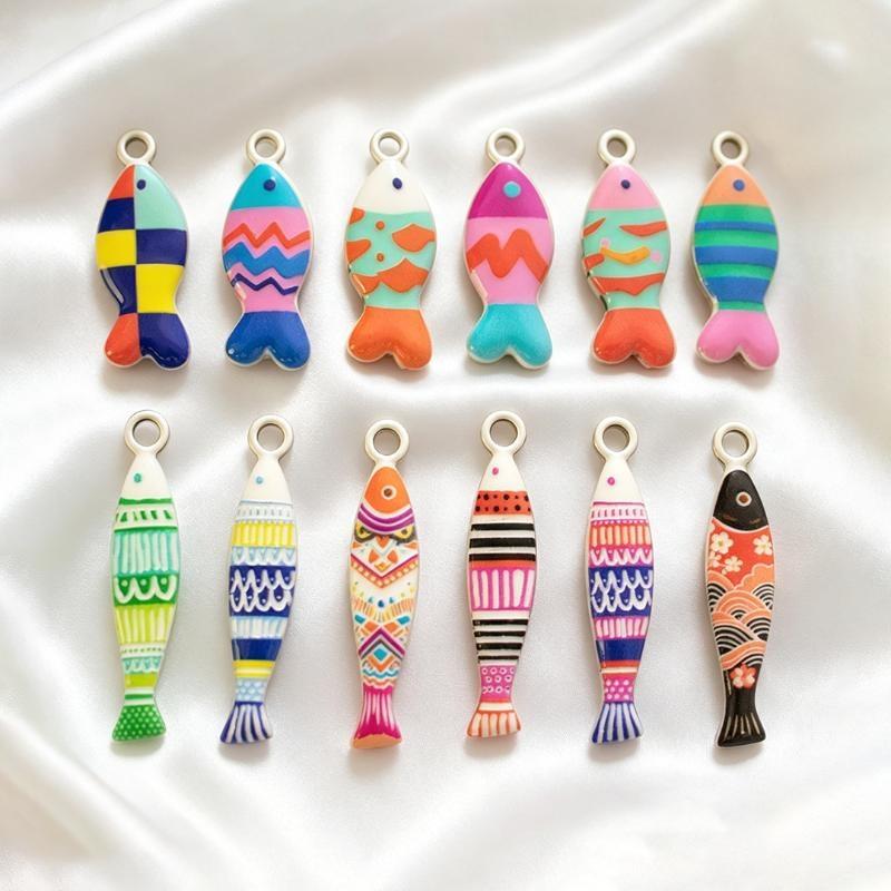 5Pcs Enamel Fish Charms Pendants Stainless Steel Ocean Animal Charm For Diy Necklace Earrings Bracelets Crafts Jewelry Making