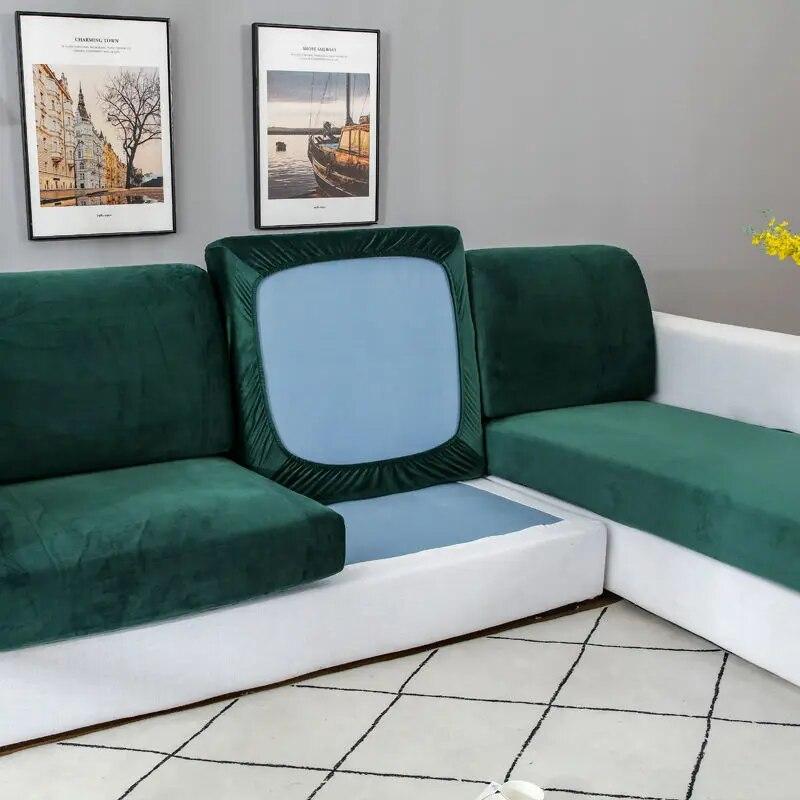 Velvet Sofa Cover Elastic Backrest Cover Thick Solid Color Living Room Corner Sofa Bed Furniture Protection Cover Super Soft