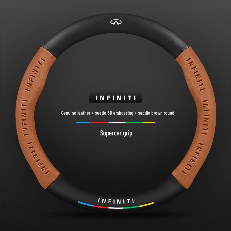 Infiniti Special Car Steering Wheel Cover - Genuine Leather, Suede, Carbon Fiber, Universal, Breathable, All-Season