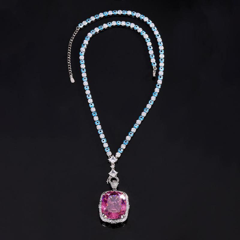 Jewelry Copper Bottom Gold-Plated Simulation White-Plated Blue Temperament Large Pendant Set 20 * 23