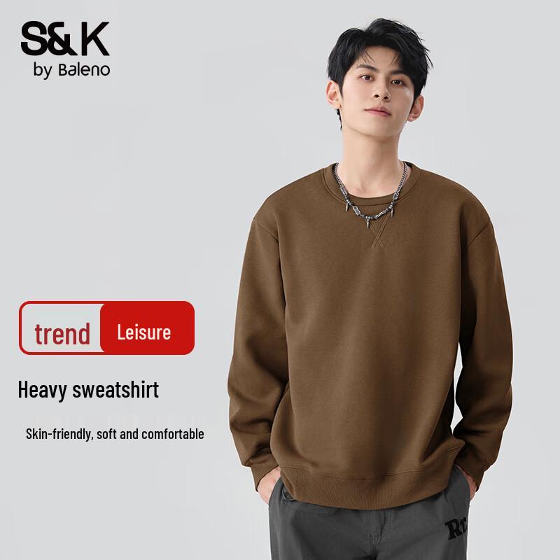 Baleno Men's S&K Series Pure Color Crew Neck Knitted Sweatshirt