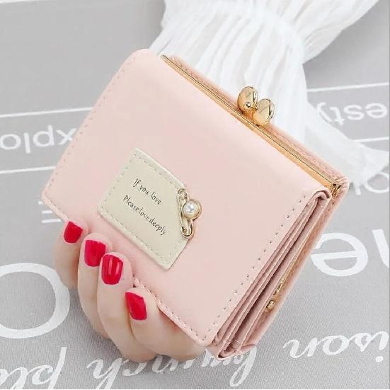 Portafogli da donna Portafogli da donna dal design corto Portamonete a tre pieghe semplice e carino Portamonete porta carte con pochette per studenti