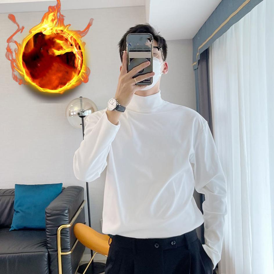 Half Turtleneck Long-sleeved T-shirt Men's Korean Version Casual Autumn and Winter Bottoming Shirt Men's Large Size Long-sleeved S-4XL