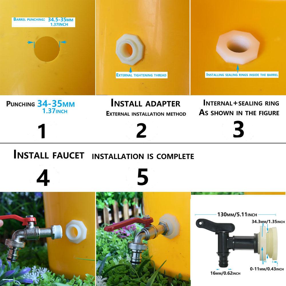 1000L S60 IBC Tank Tap Nipple 3/4" Thread Fitting 16mm Nipple Garden Hose Quick Connector Rainwater Collection Bucke Water Valve