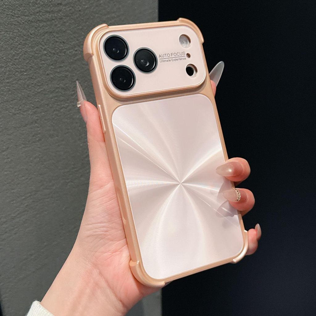 Anti-Drop Metal Paint Phone Case for Apple 17 Pro Max/iPhone 16 with Aurora CD Pattern Lens