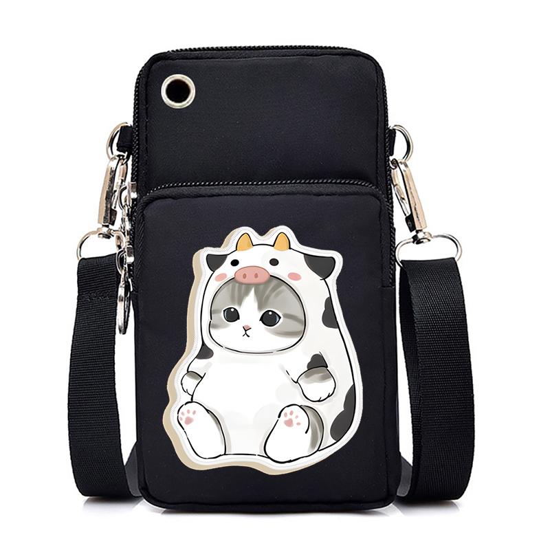 Morsom Anime Cat Liten Messenger Bag Hengende Neck Mynt Veske Vertikal Håndveske Kvinner Mobiltelefon Vesker Cartoon Small Crossbody Bag
