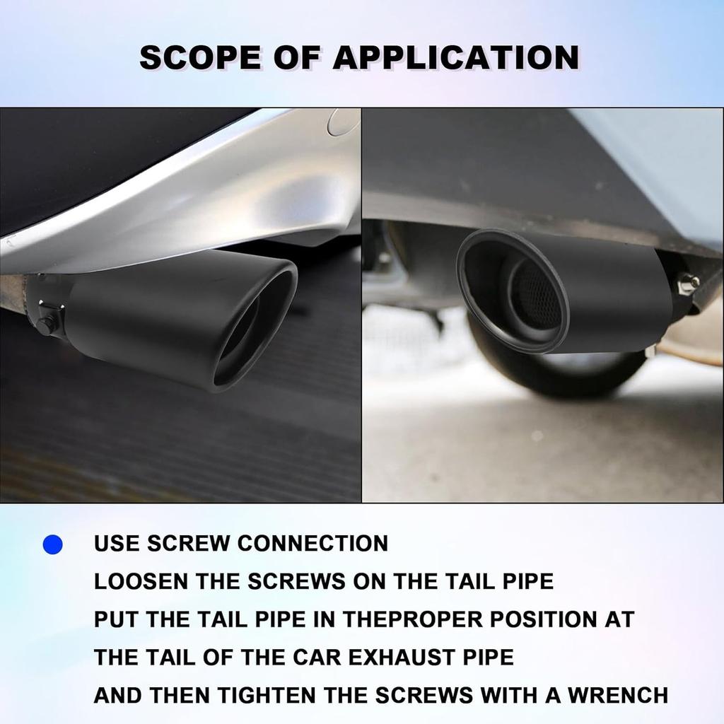 Car Exhaust Tip, 2.5" To 3.3" Adjustable Car Decoration Black #Straight