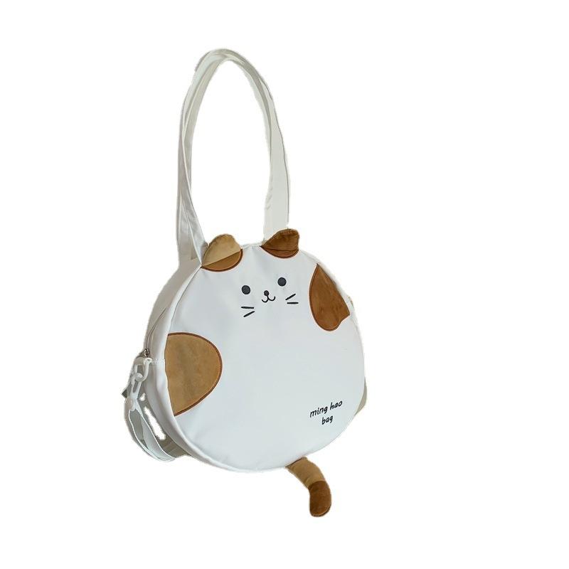 Japanese Ins Cute Cartoon Student Make-up Bag Shoulder Bag Female Soft Cute Funny Cat Messenger Bag Canvas Big Pocket