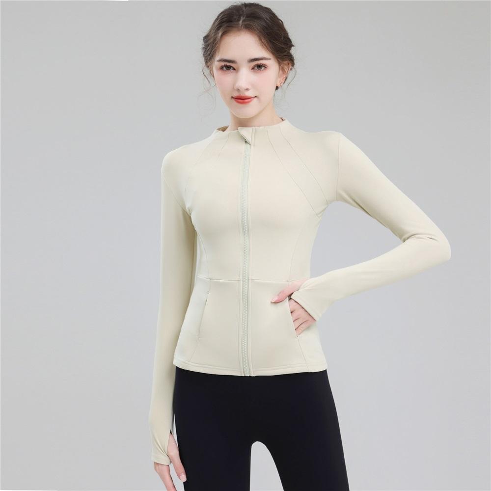 Fast Drying And High Elasticity Stand Up Collar Sports Jacket For Women, Slim Fit And Slimming Yoga Top, Tight Fitting Running And Fitness Suit Jacket