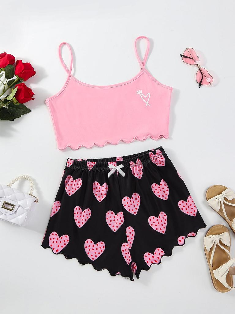 European and American Summer Camisole Shorts Pajama Set: Cute Print Casual Homewear for Women