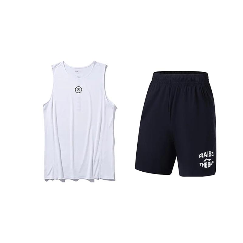 

Li-Ning Solid Color Quick-Dry Breathable Round Neck Vest Casual Sports Set Unisex sets YVSV031-2+AKYT073-1 M