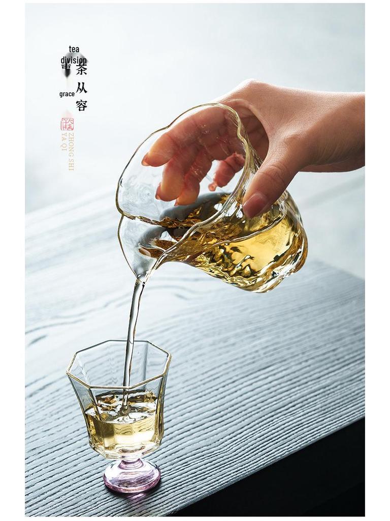 Begonia Flower Borosilicate Glass Tea Separator: Heat-Resistant Gongfu Tea Cup Set, Transparent and Anti-Scald.