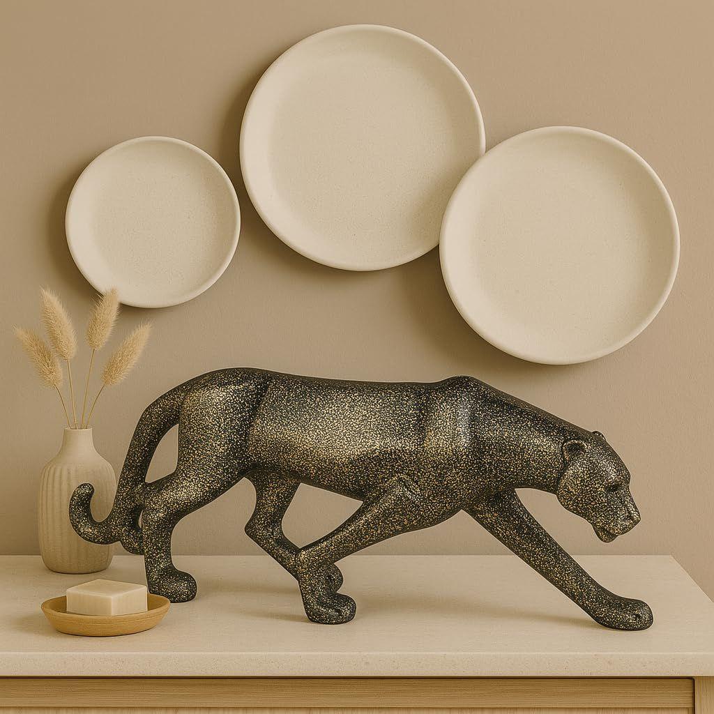 Beautiful Leopard Statue for Home Decor (Pack of 1, Dark Brown)