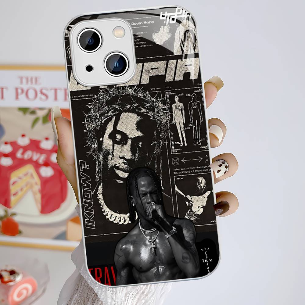 T-Travis S-ScottS Singer For IPhone 14 13 12 Mini 11 Pro XS Max X XR 14 Plus Tempered Glass Cover