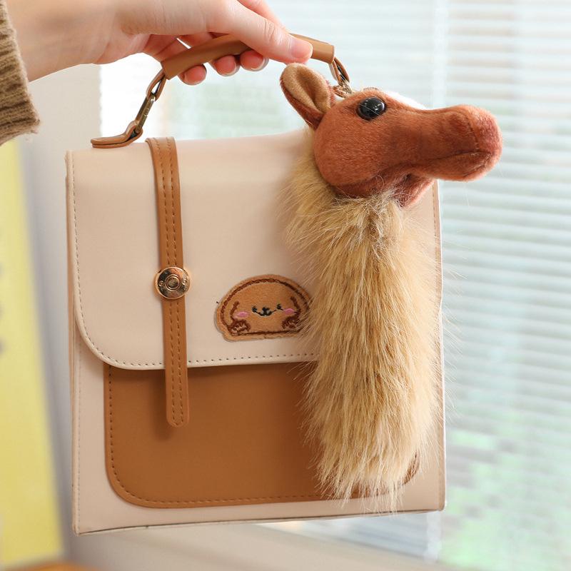 Year of the Horse Akhal-Teke White Horse Plush Keychain - Small Pendant Toy & New Year Gift