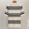 Her Pool Women's Striped Ice Silk Knit Polo T-Shirt
