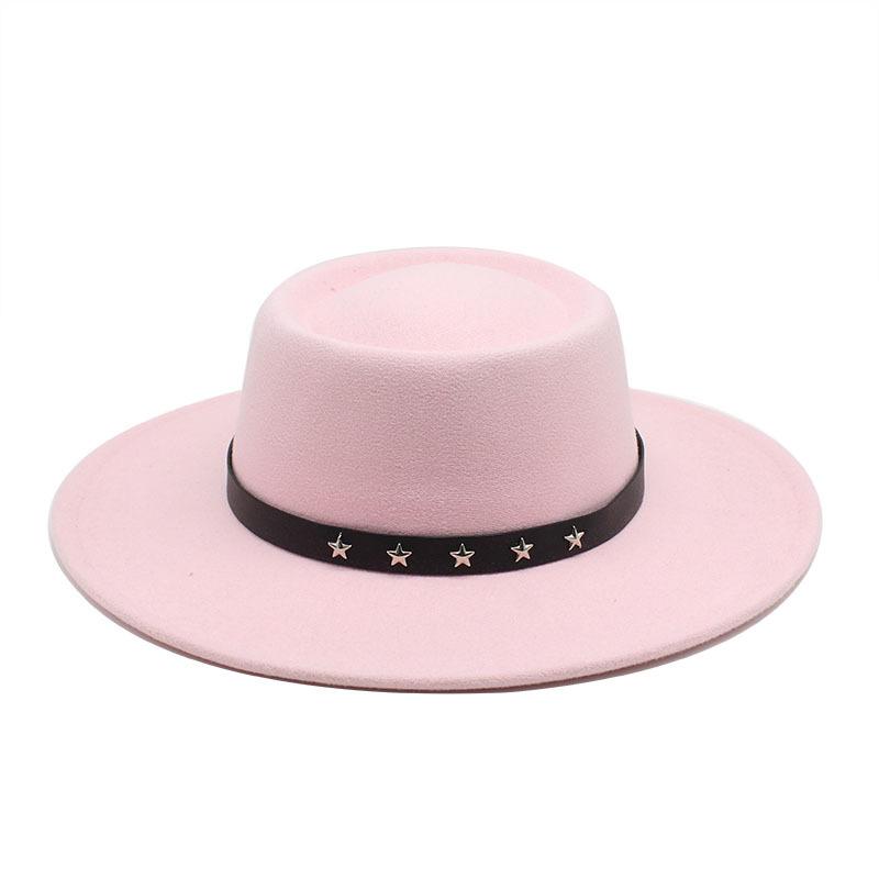 2022 Woolen Hat Women Spring And Autumn French Top Hat White Flat Edge Wide Brim British Men