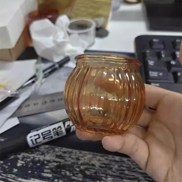 

WTEMPO Fall Pumpkin Votive Candle Holders Glass Tealight Holders for Wedding Centerpieces Halloween Thanksgiving Day Christmas New Year Decorations 12pcs