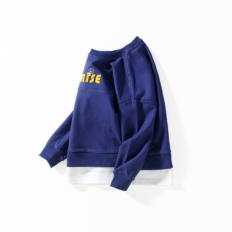 False Two-Piece Sweaters Spring and Autumn Long-Sleeved Terry Clothes for Younger Children