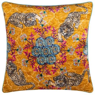 Wylder Tropics Tigerscope Paspelierter Samt-Kissenbezug