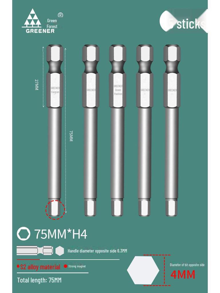 Green Forest Tungsten Steel Hex Wrench & Drill Set with Magnetic Hex Head