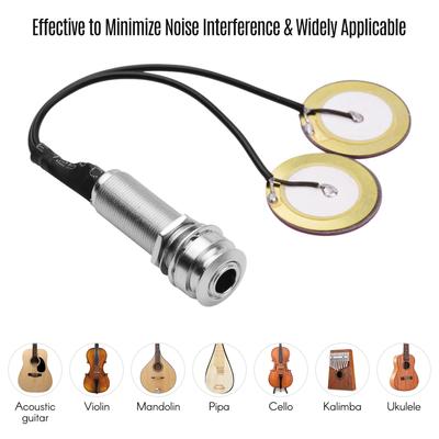 Akustikgitarren-Tonabnehmer-Kleber Instrumenten-Tonabnehmer Mini-Wandler mit 6,35-mm-Klinke für Violine Mandoline Ukulele