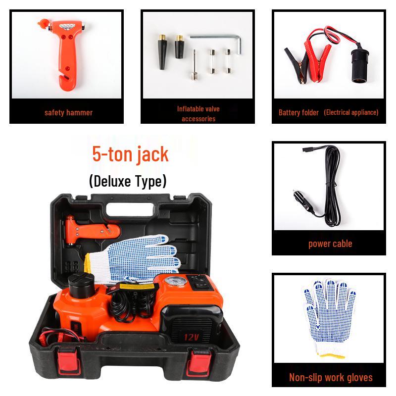 5T Electric Car Jack & Wrench Set with Tire Inflator, 12V