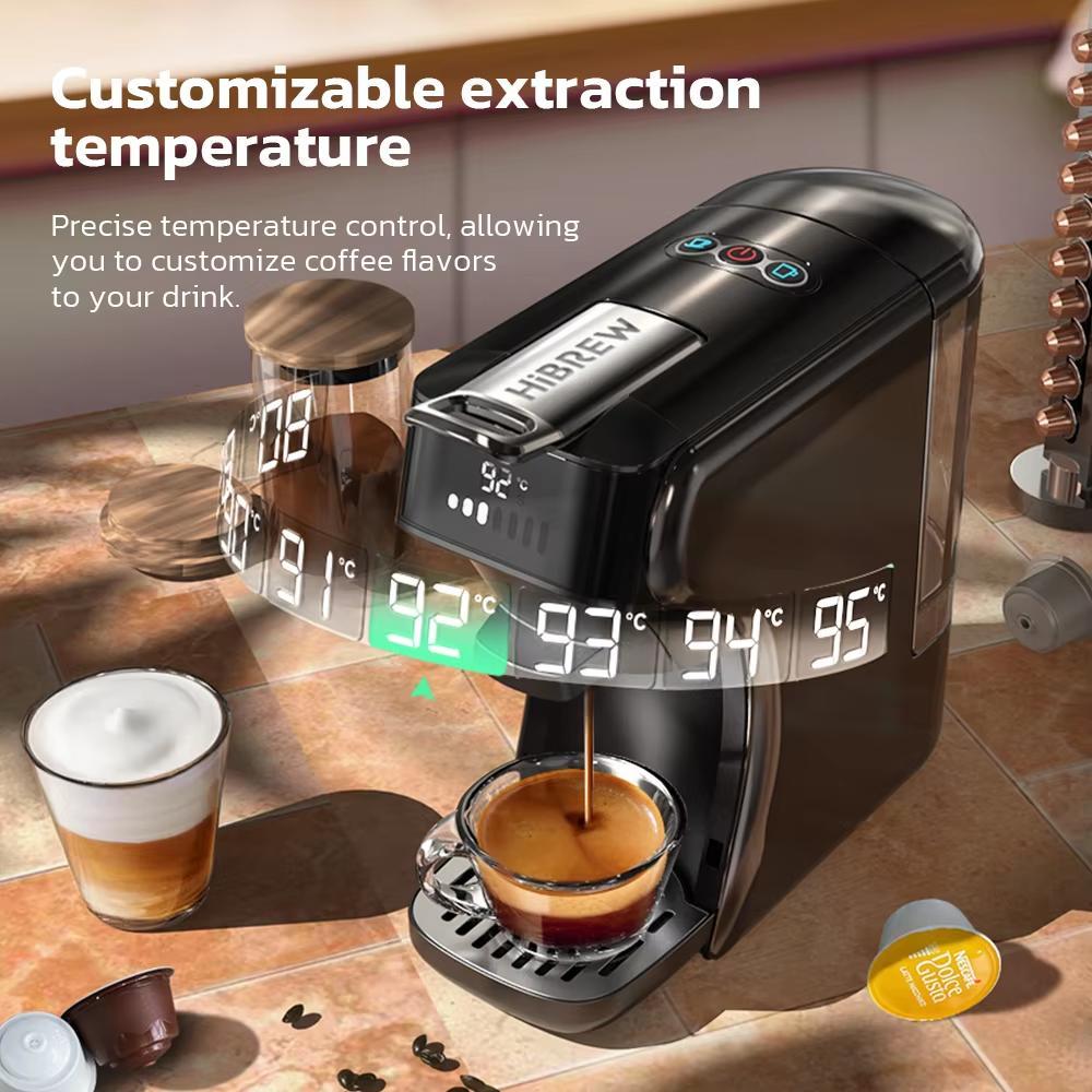 HiBREW Multifunctional 6in1 Capsule Coffee Machine Hot/Cold Multiple Espresso Cafetera Cappuccino Coffee Maker Dolce Gusto Nespresso Powder H1B