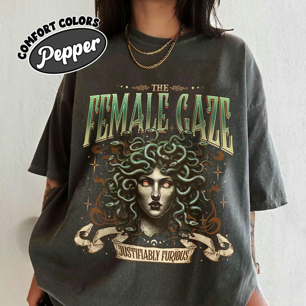Women The FeUnisex Gaze Comfort Shirt AntiPatriarchy Medusa Unisex Top Vintage Dark Academia Bookish Literary Shirt Streetwear