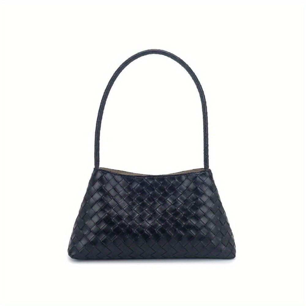 Borsa intrecciata in pelle PU francese, borsa a spalla da donna, borsa sottospalla, borsa retrò in pelle conciata al vegetale, borsa da mamma da donna, da donna