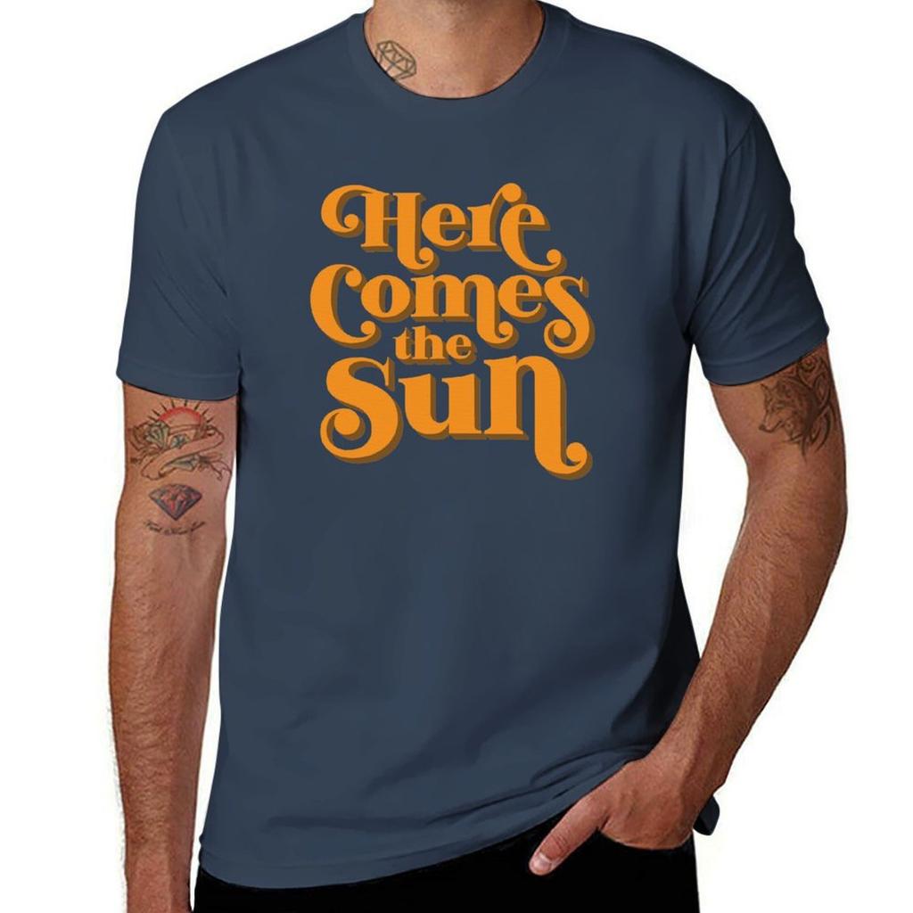 Here Comes The Sun Tshirt Active Sports Short Sleeve Cotton Shirt