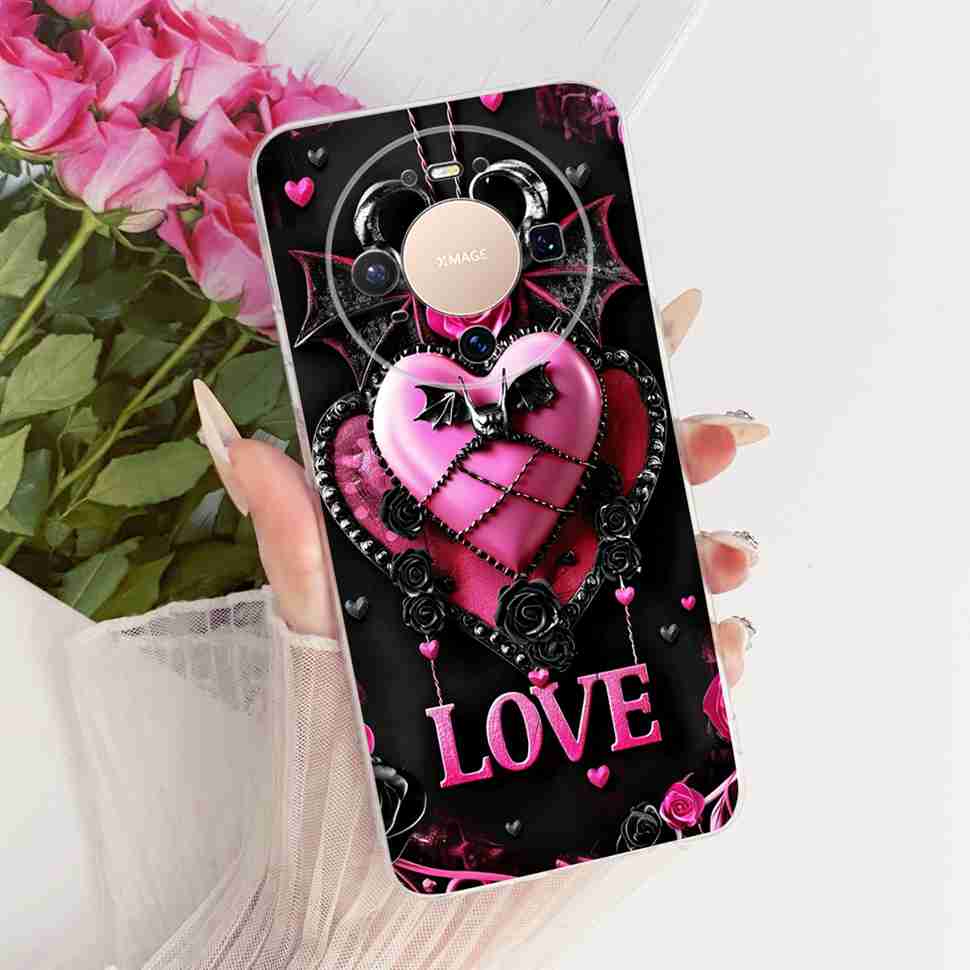 For Huawei Mate 80 5G 2025 Case VYG-AL00 Soft Silicone Sweet Heart Painted Cover Case For Huawei Mate80 Mate 80 TPU Fundas