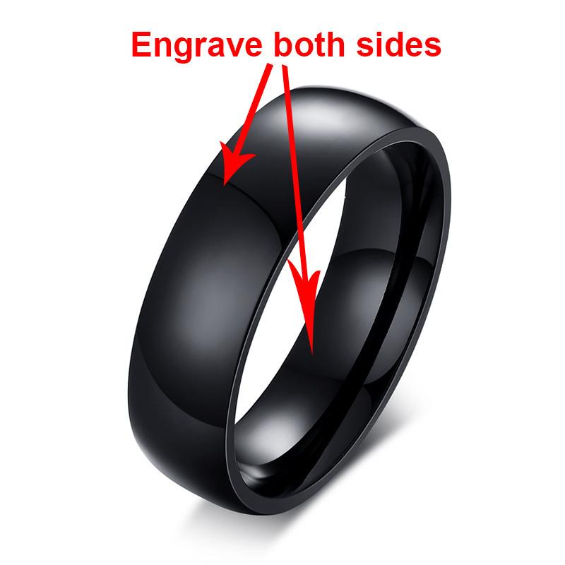 Vnox Personalisierter Ring aus Edelstahl mit abgeschrägter Kante und gebürstetem Mittelring für Männer und Frauen, schwarzer Ehering, individueller Ring mit Namen, Buchstaben und Datum
