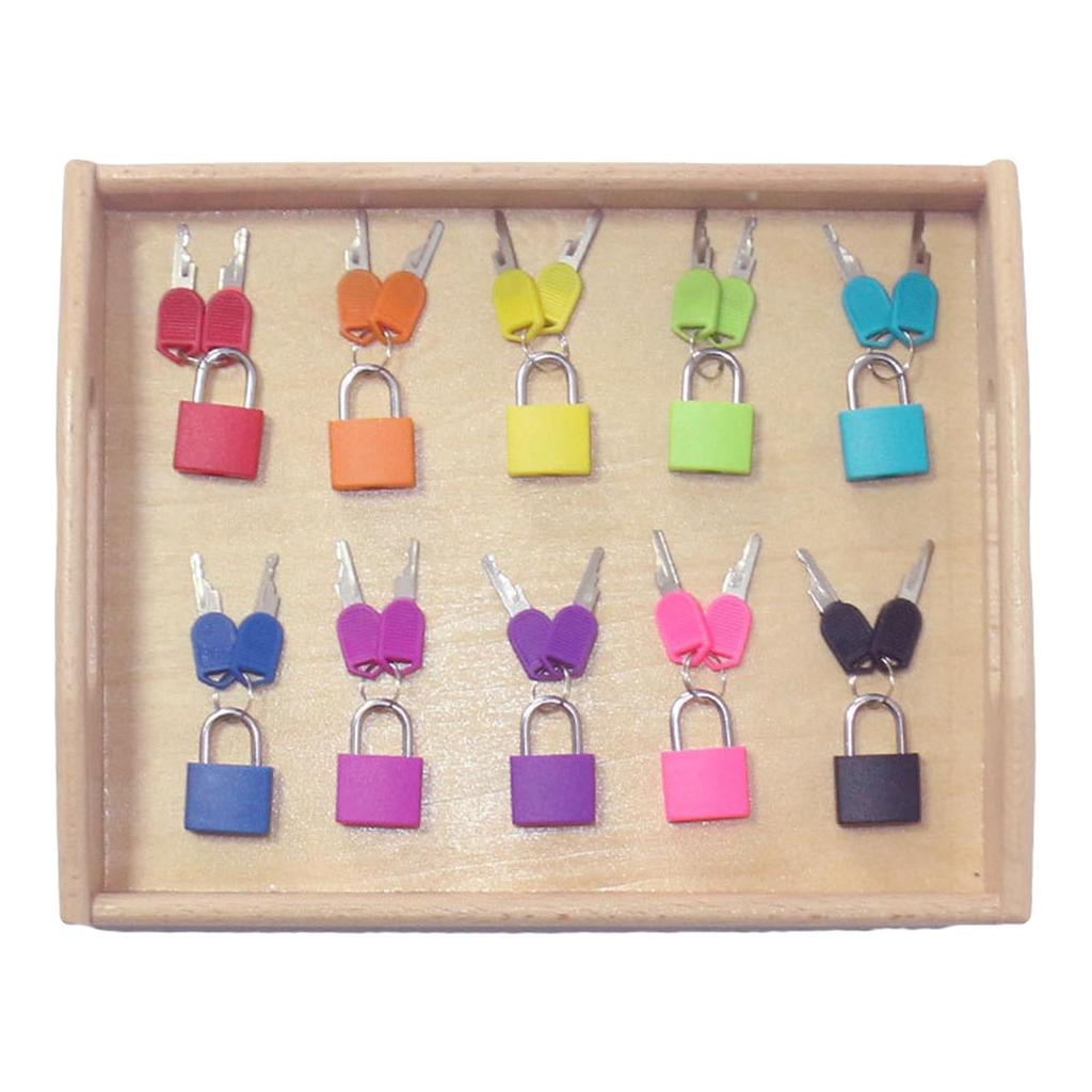 10Pieces Color Montessori Locks Toy Early Learning Toys , 10 and Tray